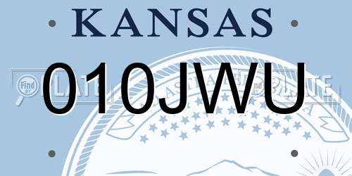 010JWU Kansas License Plate