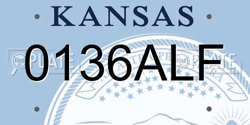 0136ALF Kansas License Plate
