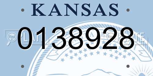 0138928 Kansas License Plate
