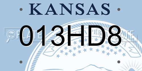 013HD8 Kansas License Plate