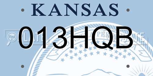 013HQB Kansas License Plate