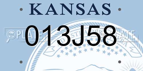 013J58 Kansas License Plate