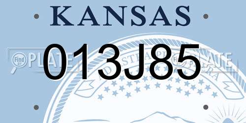 013J85 Kansas License Plate