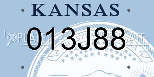 013J88 Kansas License Plate