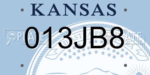013JB8 Kansas License Plate