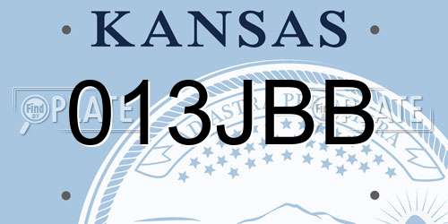 013JBB Kansas License Plate