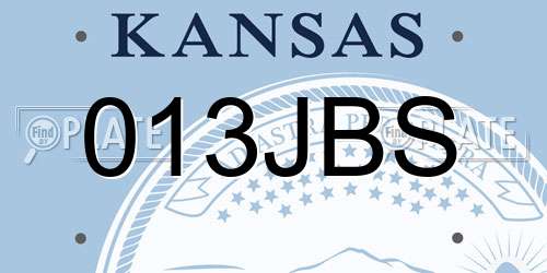 013JBS Kansas License Plate