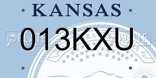 013KXU Kansas License Plate