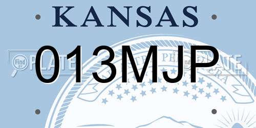 013MJP Kansas License Plate