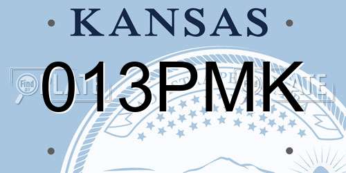 013PMK Kansas License Plate