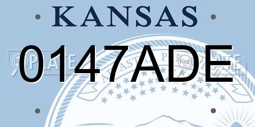 0147ADE Kansas License Plate
