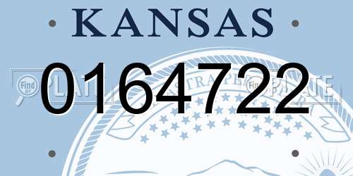 0164722 Kansas License Plate