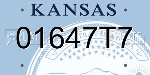 01647T7 Kansas License Plate