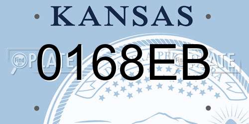 0168EB Kansas License Plate
