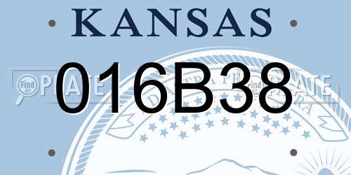 016B38 Kansas License Plate
