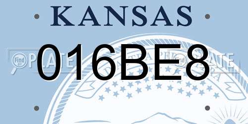 016BE8 Kansas License Plate