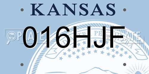 016HJF Kansas License Plate