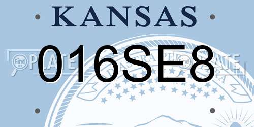 016SE8 Kansas License Plate