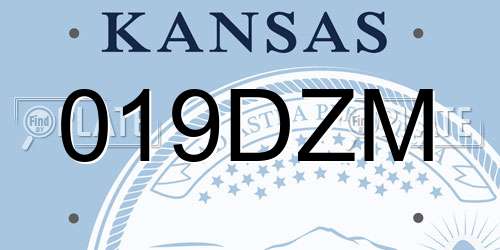 019DZM Kansas License Plate