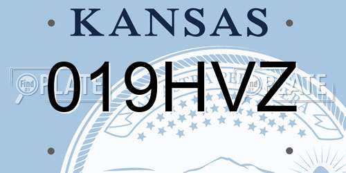 019HVZ Kansas License Plate