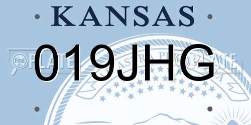 019JHG Kansas License Plate