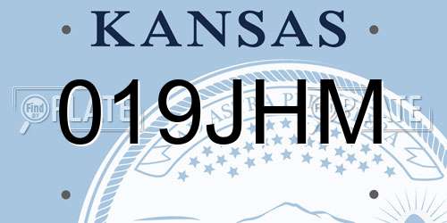 019JHM Kansas License Plate