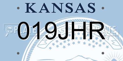 019JHR Kansas License Plate