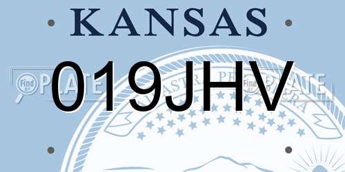 019JHV Kansas License Plate