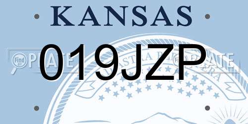 019JZP Kansas License Plate