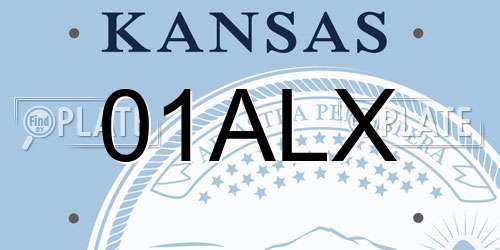 01ALX Kansas License Plate