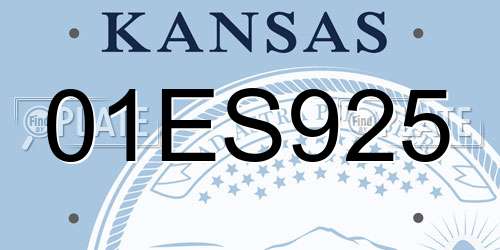 01ES925 Kansas License Plate