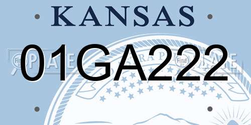 01GA222 Kansas License Plate