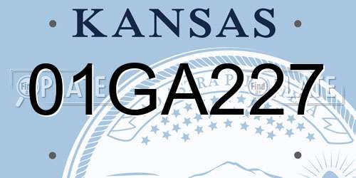 01GA227 Kansas License Plate