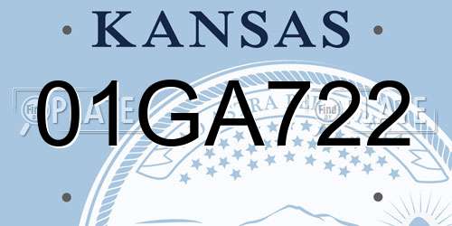 01GA722 Kansas License Plate