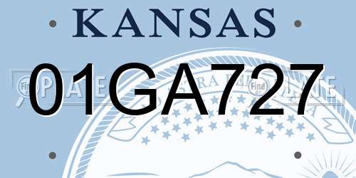01GA727 Kansas License Plate