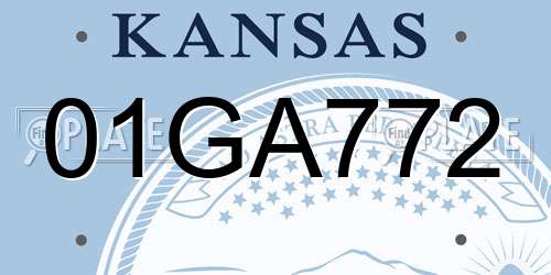 01GA772 Kansas License Plate