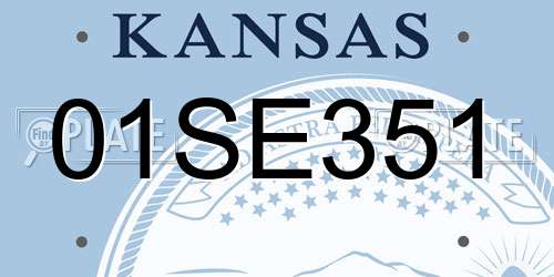 01SE351 Kansas License Plate