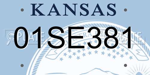01SE381 Kansas License Plate