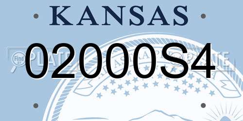 02000S4 Kansas License Plate