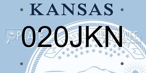 020JKN Kansas License Plate
