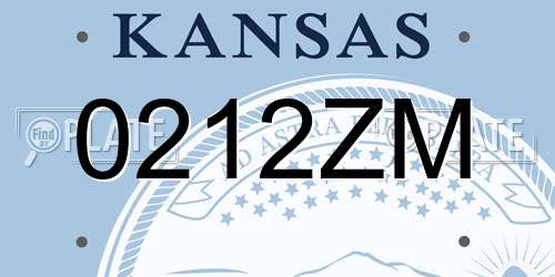 0212ZM Kansas License Plate