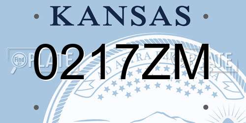 0217ZM Kansas License Plate