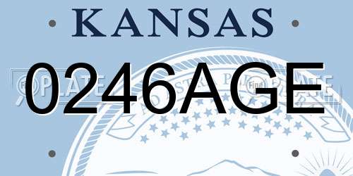 0246AGE Kansas License Plate