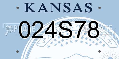 024S78 Kansas License Plate
