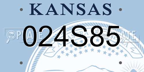 024S85 Kansas License Plate