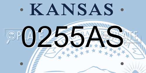0255AS Kansas License Plate