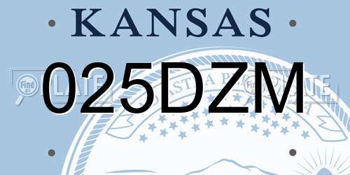 025DZM Kansas License Plate