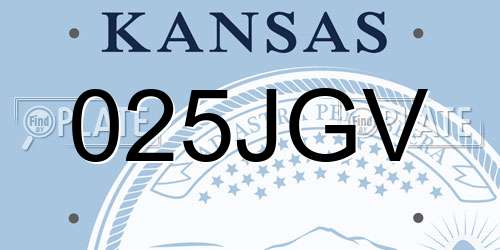 025JGV Kansas License Plate