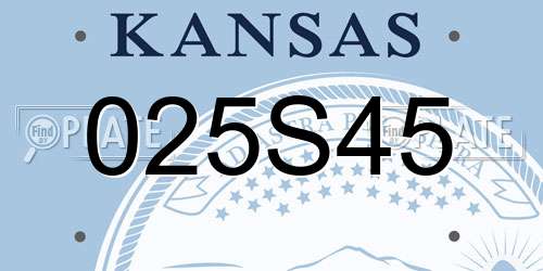 025S45 Kansas License Plate