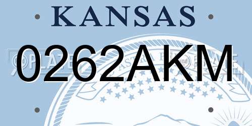 0262AKM Kansas License Plate